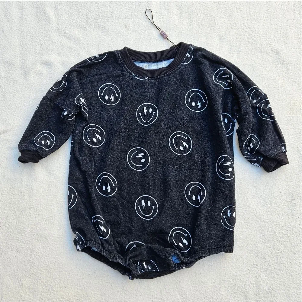 Brixton Phoenix Black and White Smiley Face Bubble Romper 12-18M